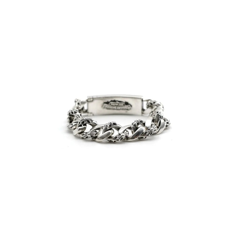 Chrome Hearts Floral Cross ID Bracelet 925 Sterling silver CH Keeper Bracelet